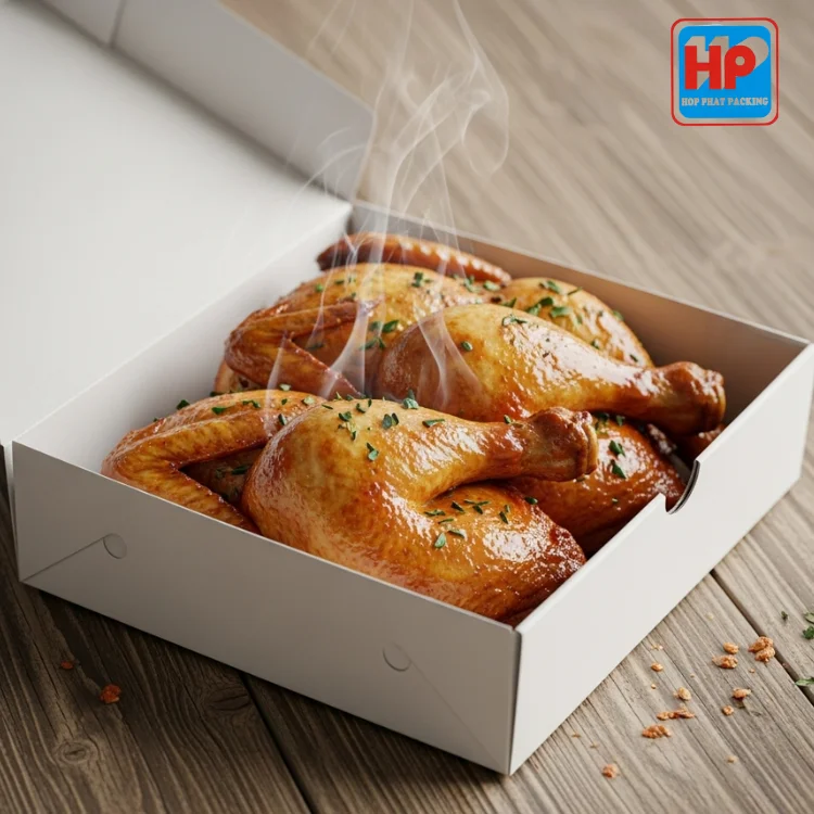 Hộp giấy đựng gà nướng tiện lợi, an toàn, giá tốt, thân thiện môi trường